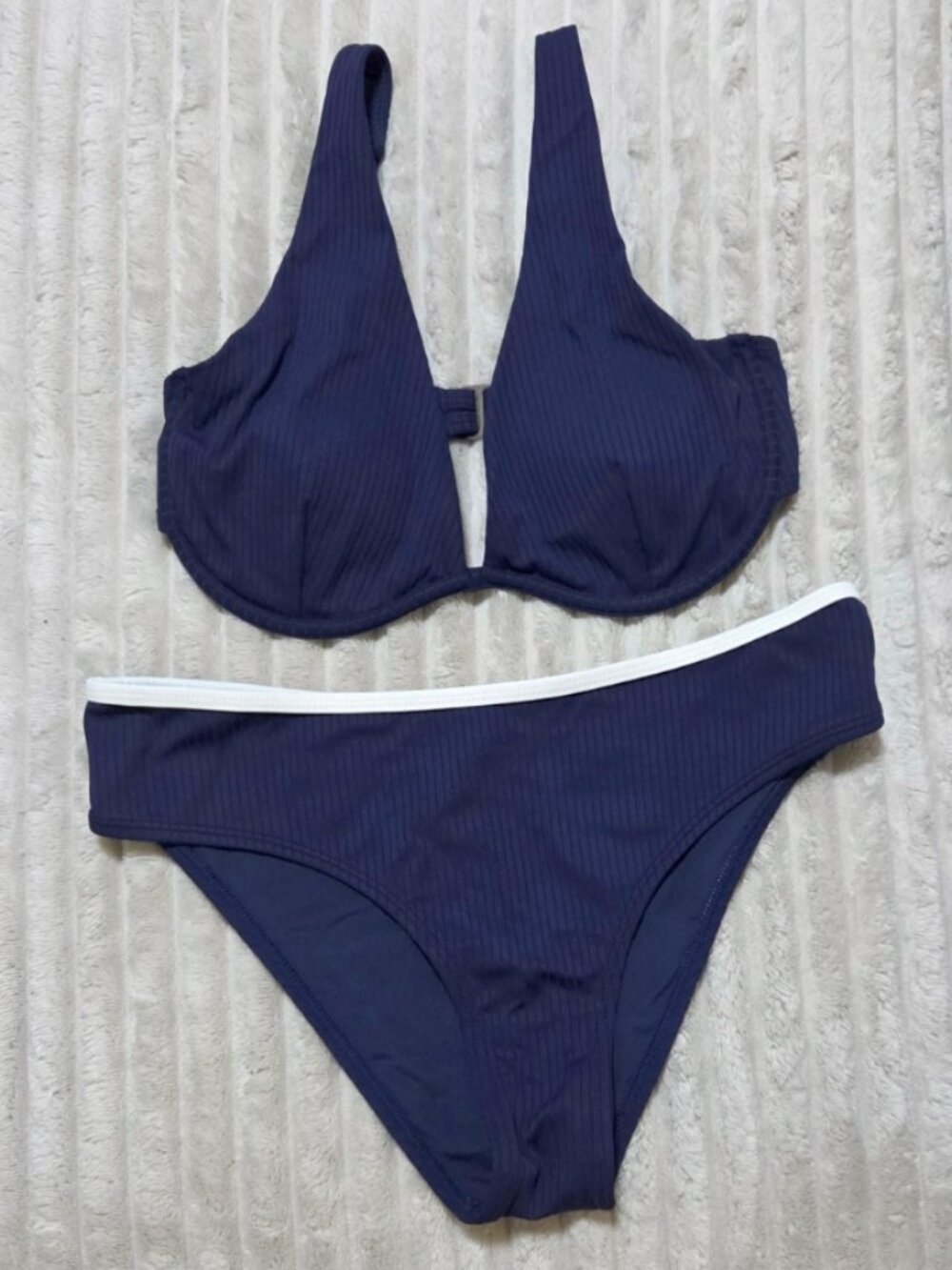 Simons - Ribbed Navy Blue Bikini Set